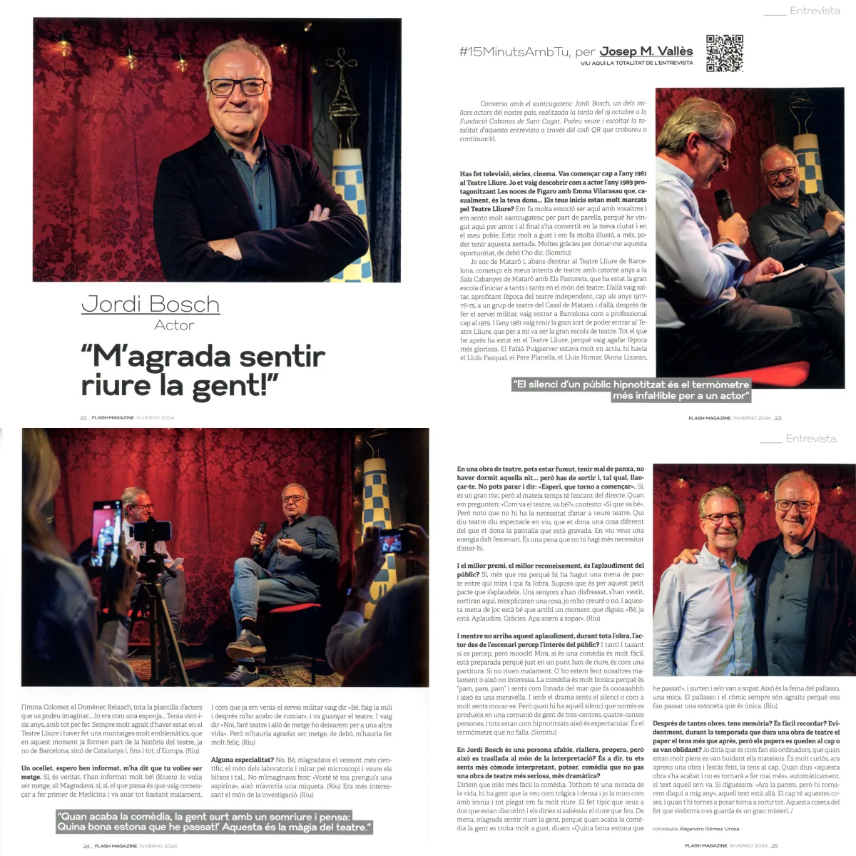 Jordi Bosch, actor &mdash; &lsquo;M&rsquo;agrada sentir riure la gent!&rsquo; interview spread for Flash Magazine