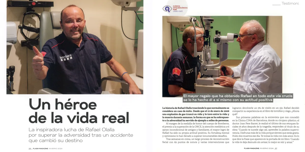 Rafael Olalla, firefighter &mdash; &lsquo;Un h&eacute;roe de la vida real&rsquo; interview spread for Flash Magazine