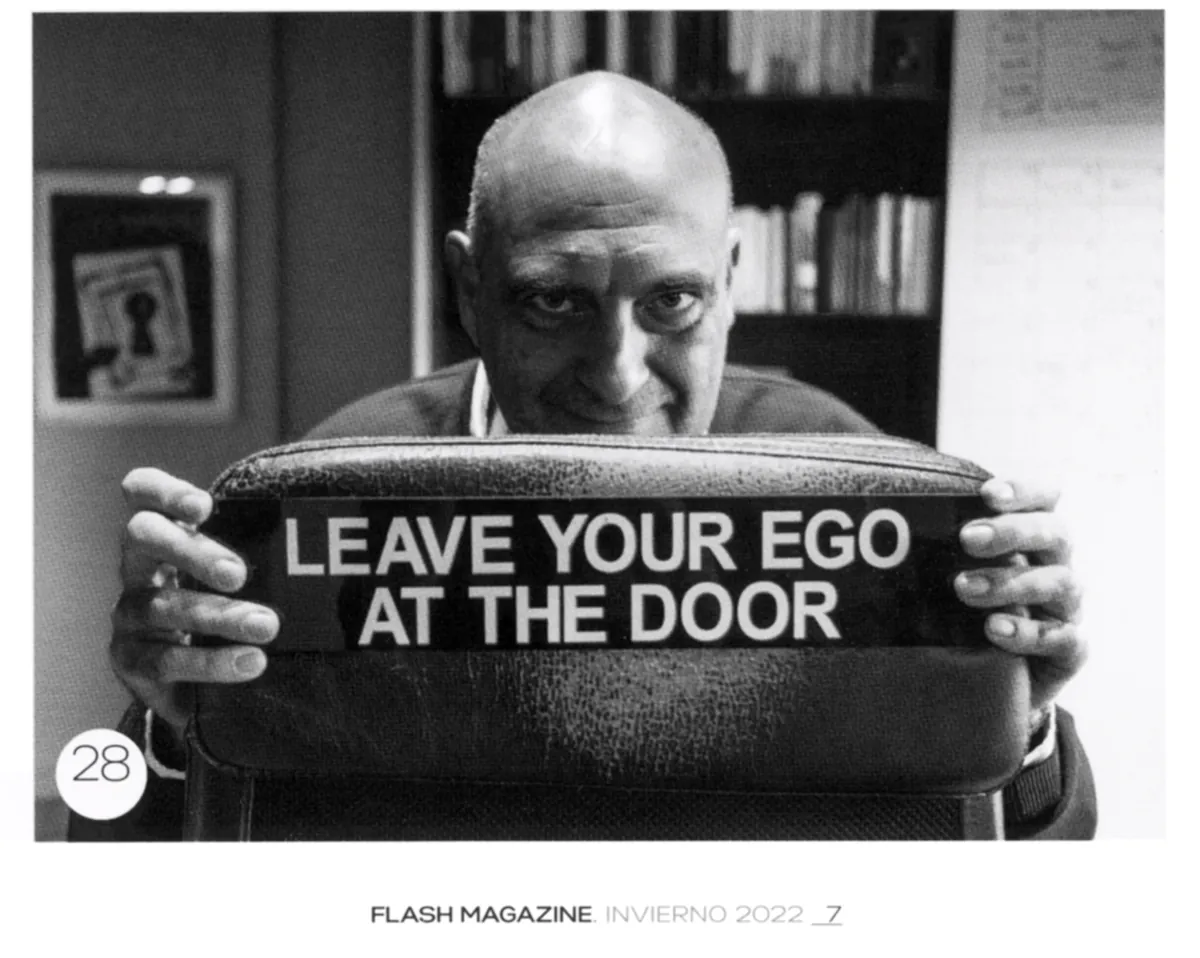 Xavier Bosch holding a bag reading &lsquo;Leave your ego at the door&rsquo; &mdash; Flash Magazine interview